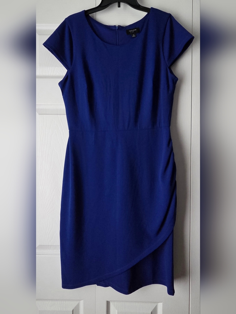 Tahari ASL Royal Blue Cap-Sleeve Midi Sheath Dress Size 12 - Picture 3 of 12
